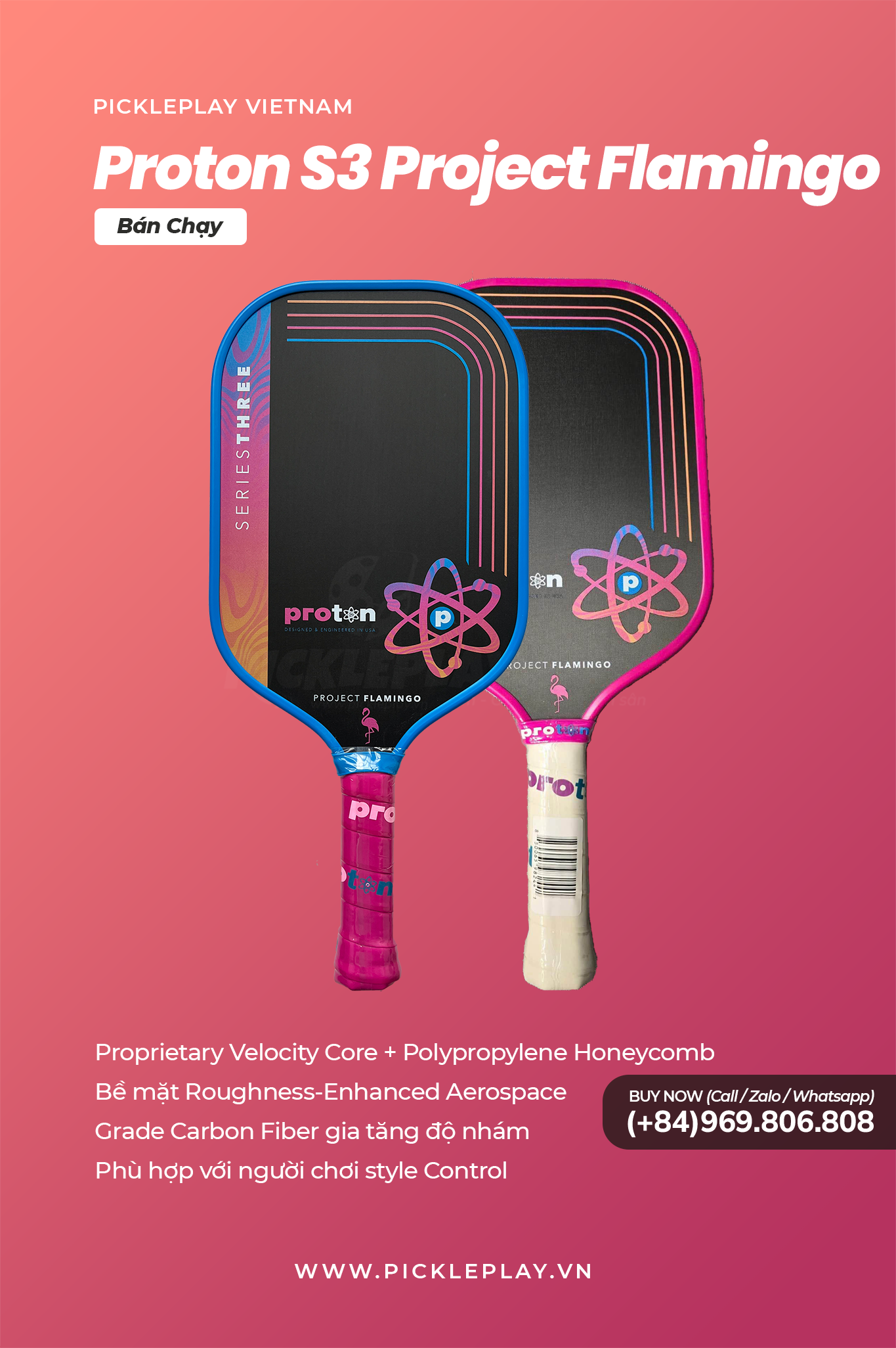 Đánh Giá Chi Tiết Vợt Pickleball Proton Series 3 – Project Flamingo: Có Phải Lựa Chọn Tốt Nhất Cho Bạn?