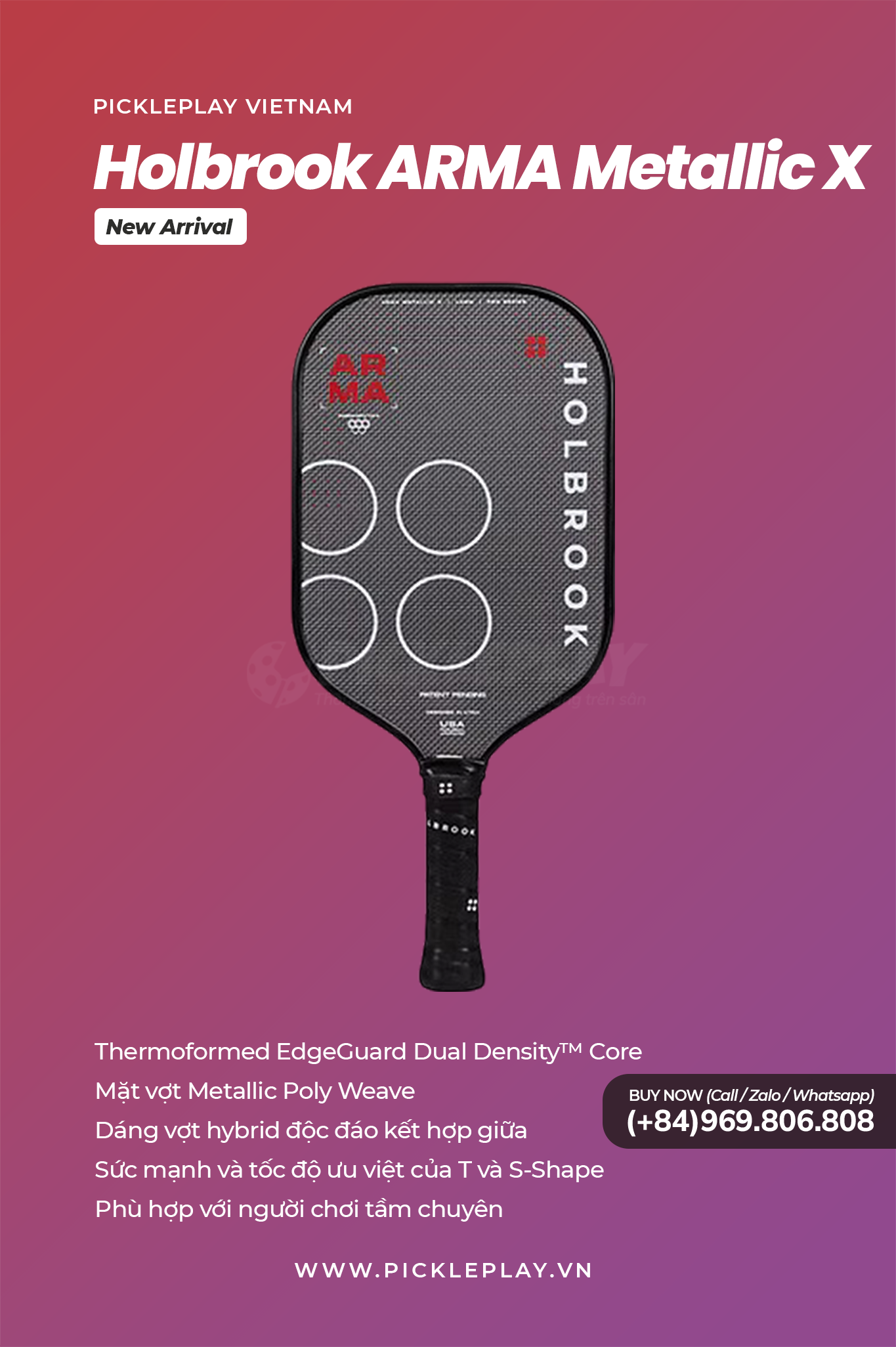 Đánh Giá Vợt Pickleball HOLBROOK Arma: Metallic X - Sự Lựa Chọn Hoàn Hảo Cho Những Tay Chơi Cần Tất Cả