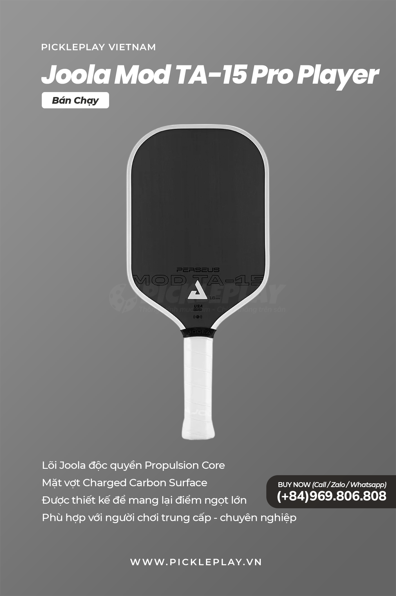🎾 Đánh Giá Chi Tiết Vợt Pickleball Joola Perseus 16mm Mod TA-15 – Pro Player Edition