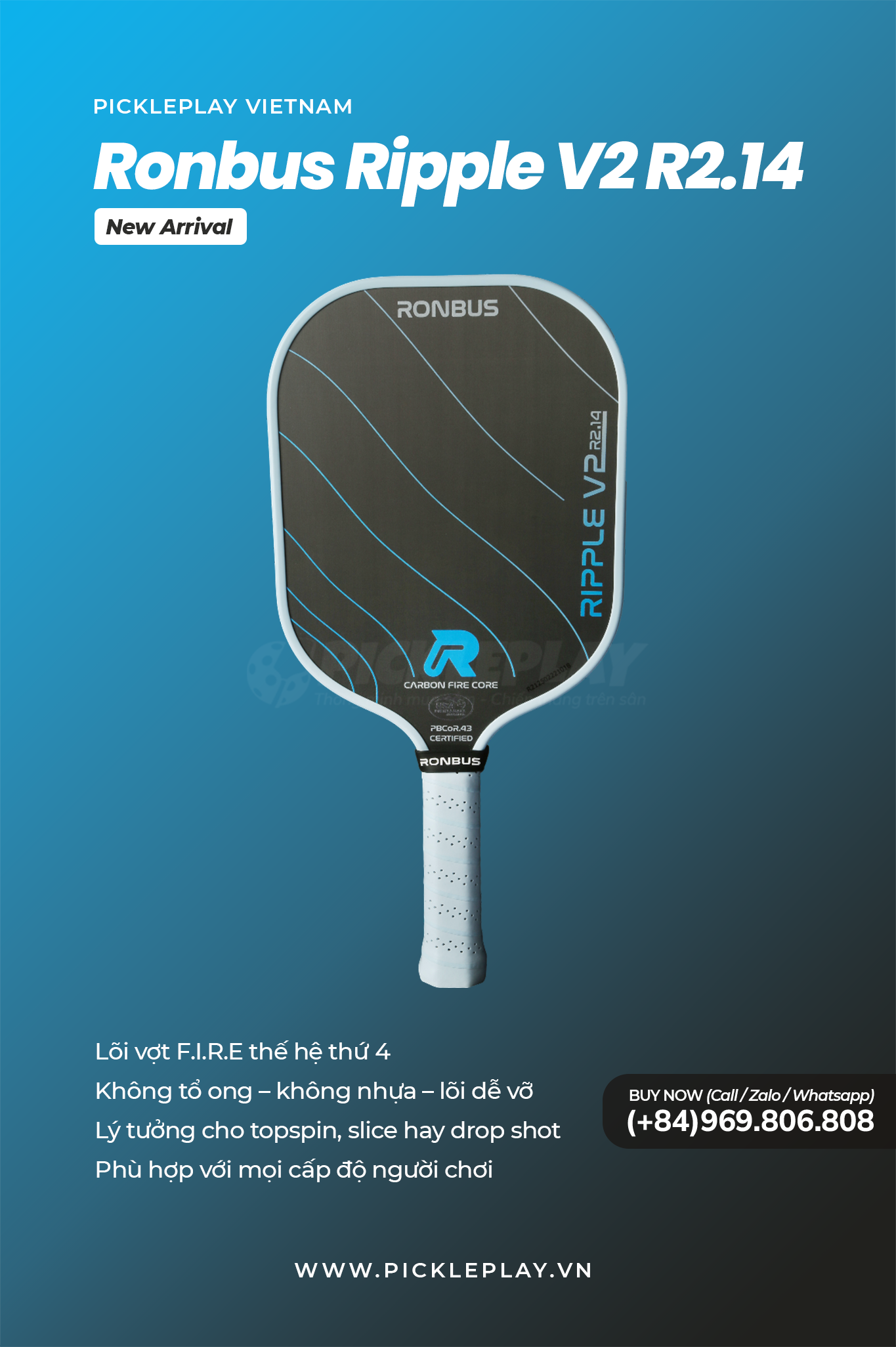 Đánh Giá Ronbus Ripple V2 R2.14 – Cây Vợt Pickleball Đỉnh Cao Cho Người Chơi Hiệu Năng Cao