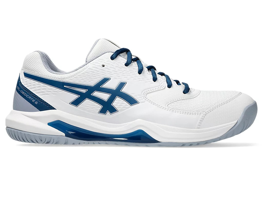 Asics Gel-Dedicate 8 White / Mako Blue Pickleball Shoes