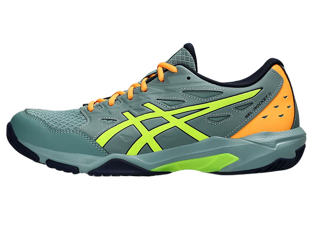 Asics Gel Pickleball Shoes - Rocket 11 Celadon / Safety Yellow (For Men)