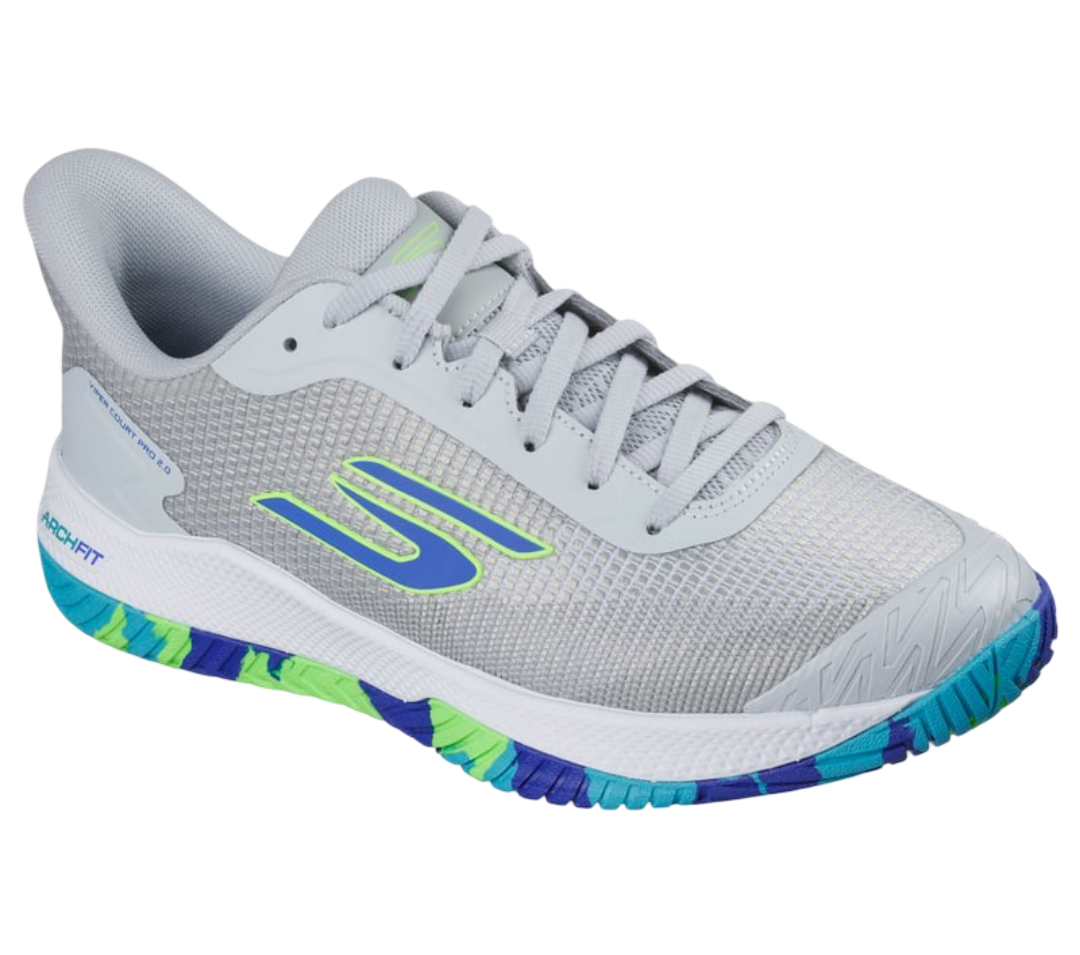 Giày Pickleball Sketcher GO Pickleball Viper Court Pro 2.0 (Xám Xanh Nhạt)