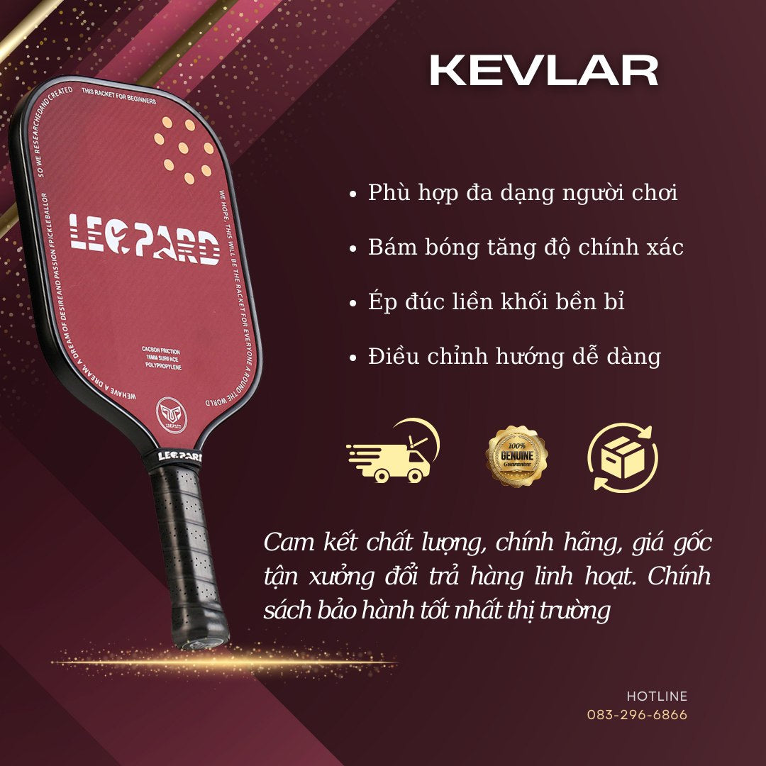 LEOPARD 18K Kelvar Pickleball Racket
