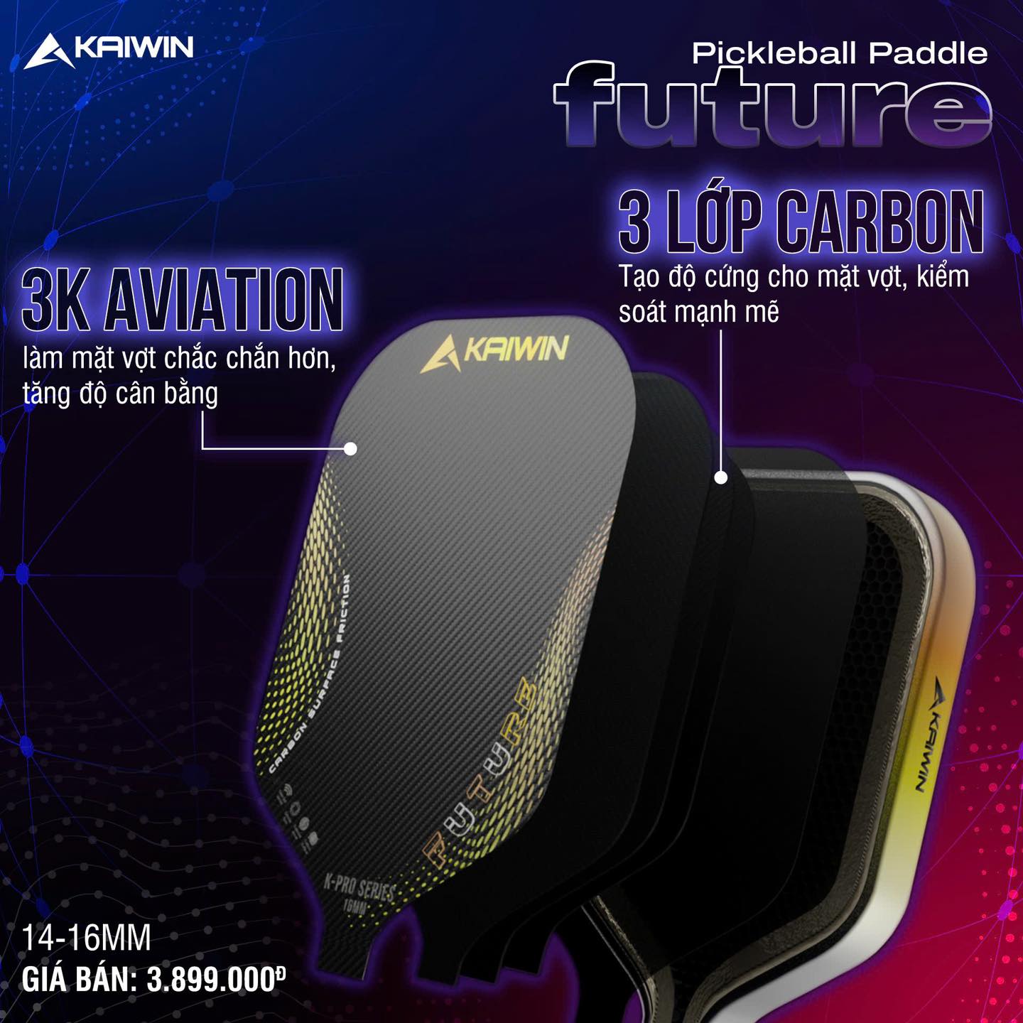 Pickleball racket Kaiwin K-Pro Series Future