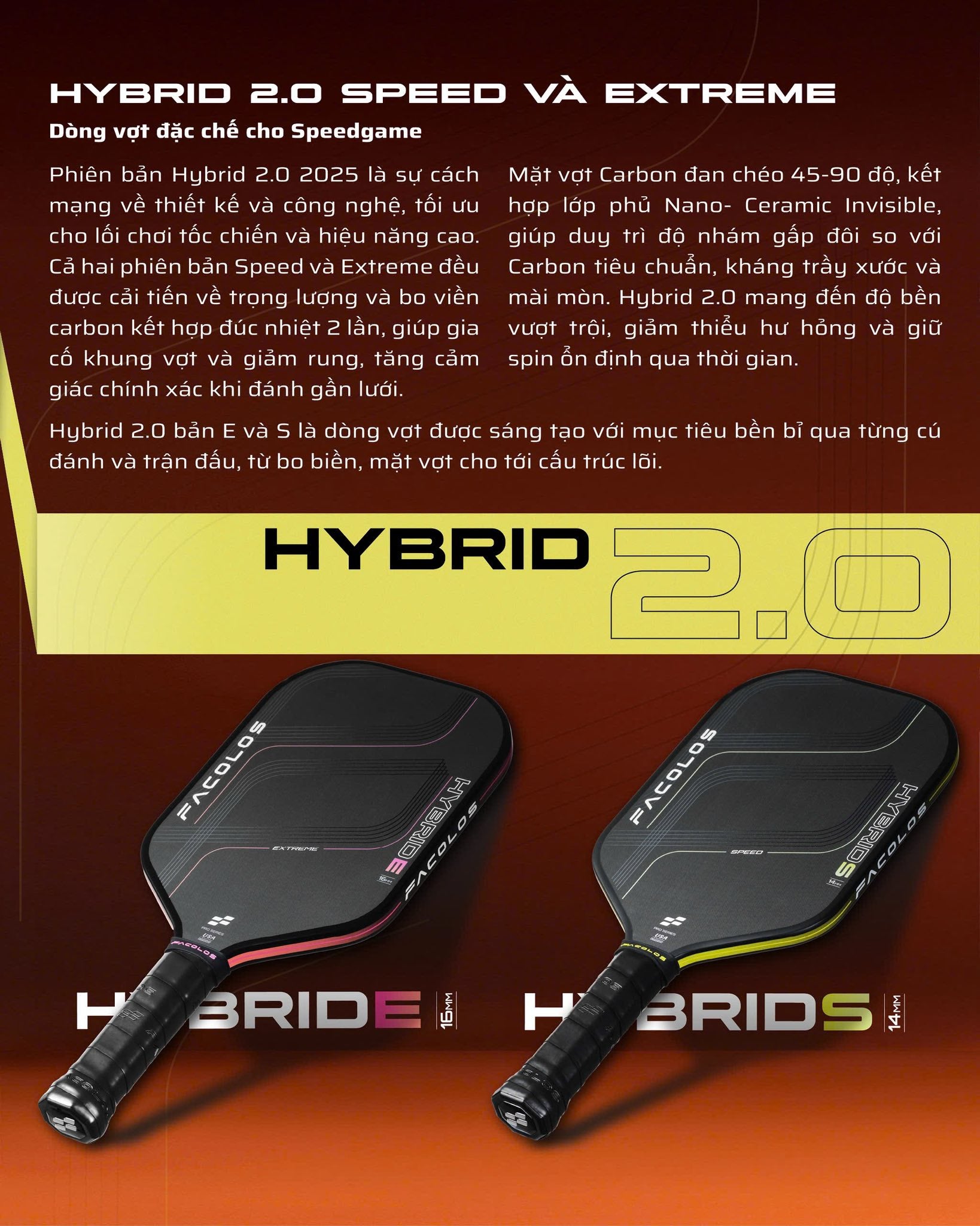 Facolos Pro Series Pickleball Racket - Hybrid 2.0