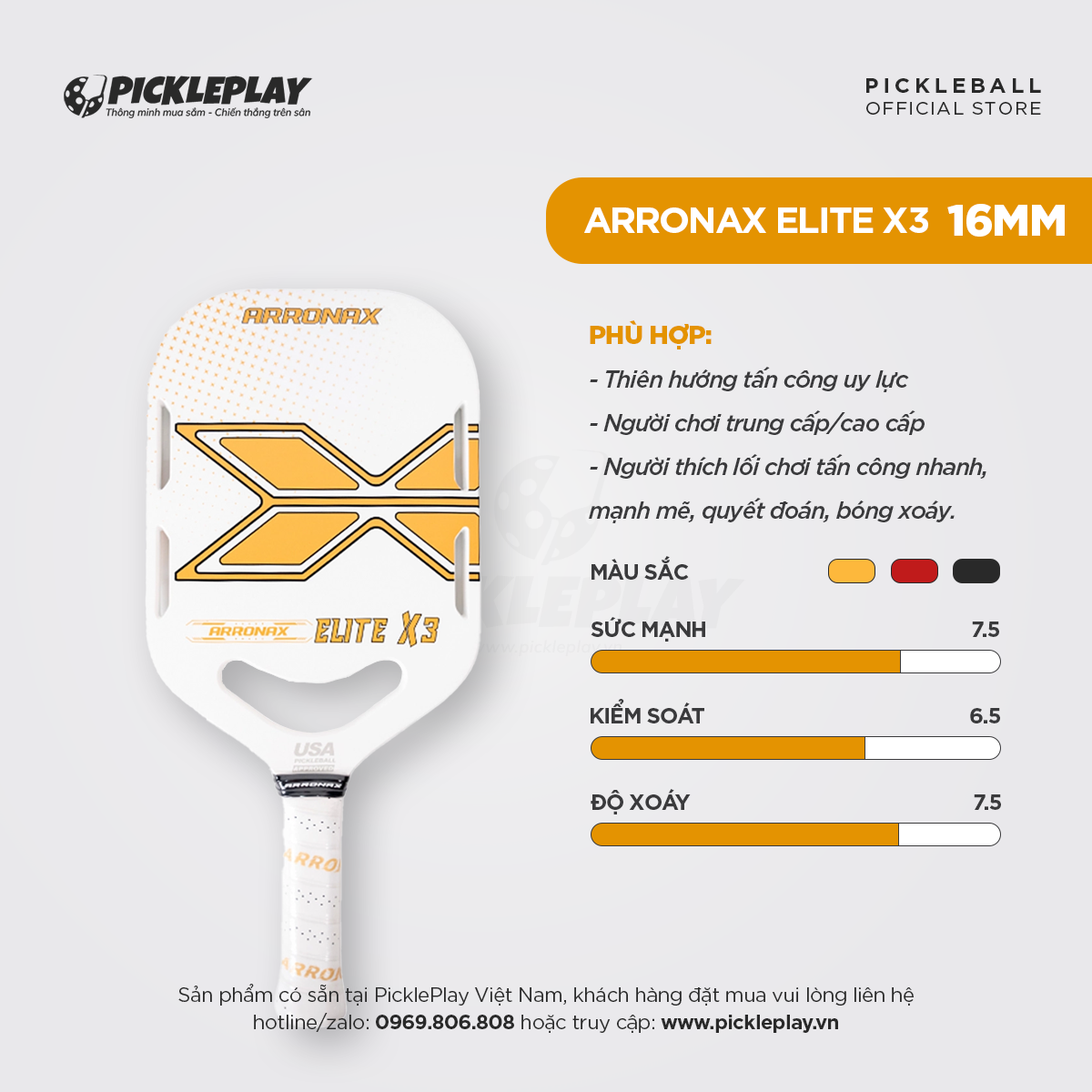 Pickleball racket Arronax Elite X3