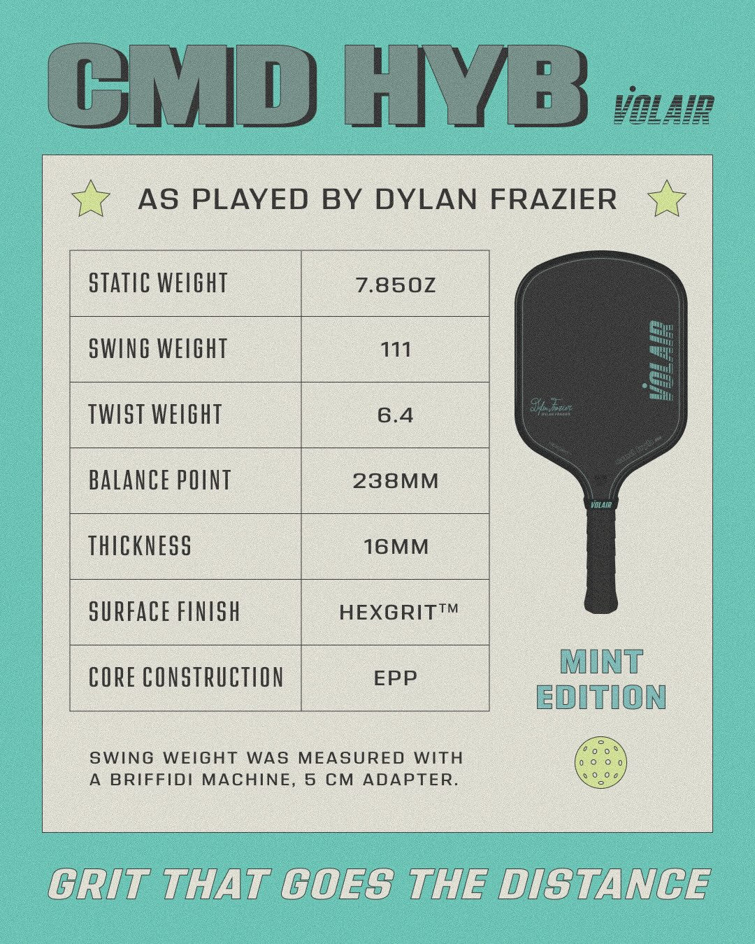 Volair CMD HYB Dylan Frazier Signature 16mm Pickleball Paddle