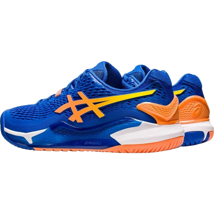 Pickleball Gel Shoes - Resolution 9 Steel Blue / Orange (For Men)