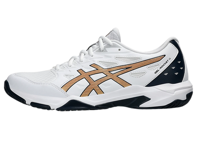Asics Gel Pickleball Shoes - Rocket 11 White / Pure Gold (For Men)