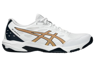 Asics Gel Pickleball Shoes - Rocket 11 White / Pure Gold (For Men)