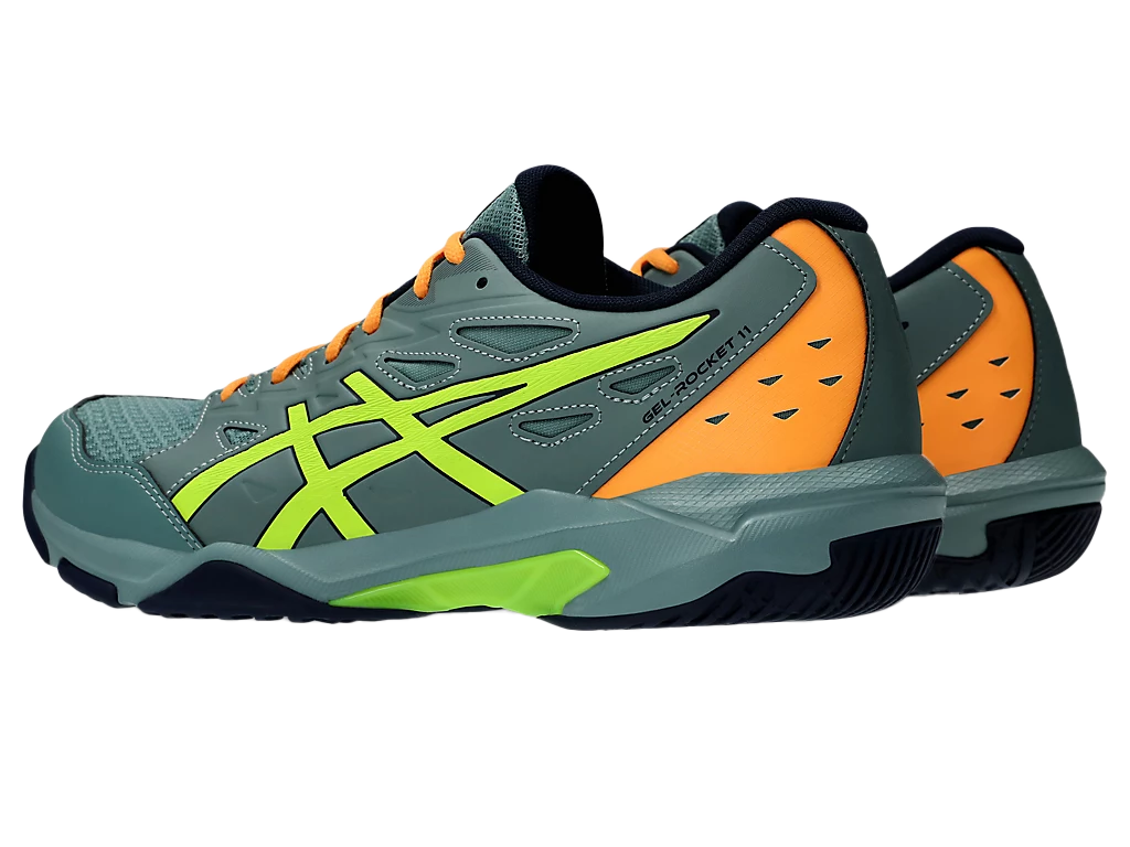 Asics Gel Pickleball Shoes - Rocket 11 Celadon / Safety Yellow (For Men)