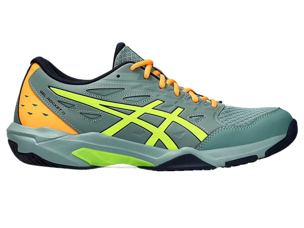 Asics Gel Pickleball Shoes - Rocket 11 Celadon / Safety Yellow (For Men)