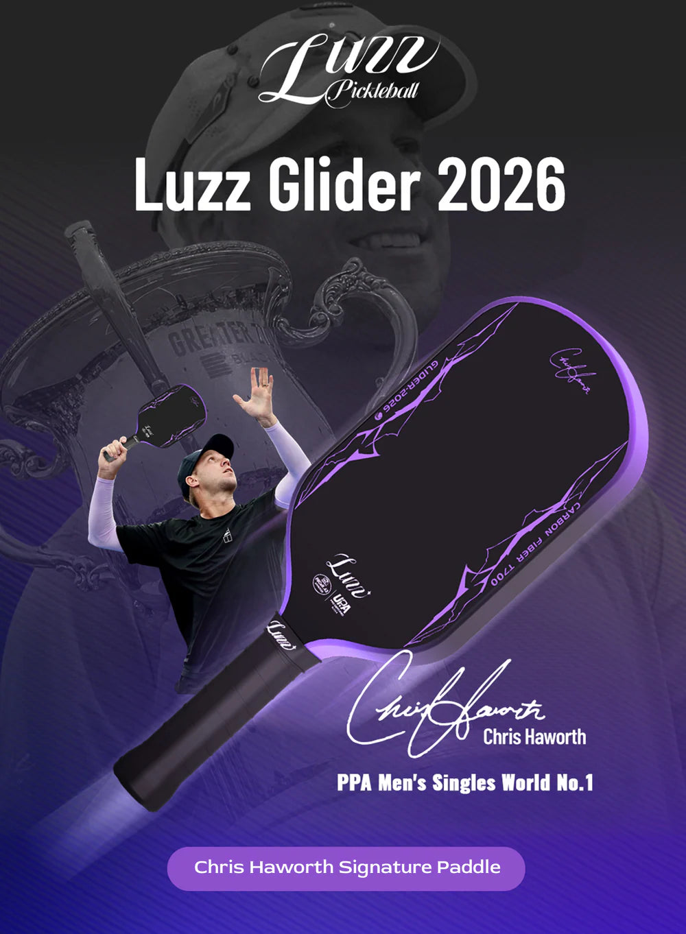 Vợt Pickleball Luzz Glider 2026 Chirs Haworth Signature Special Edition