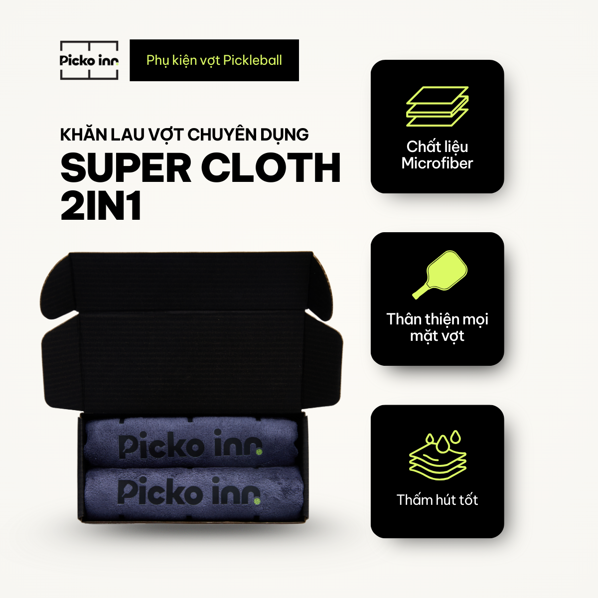 Khăn lau vợt Pickleball chuyên dụng Super Cloth 2in1