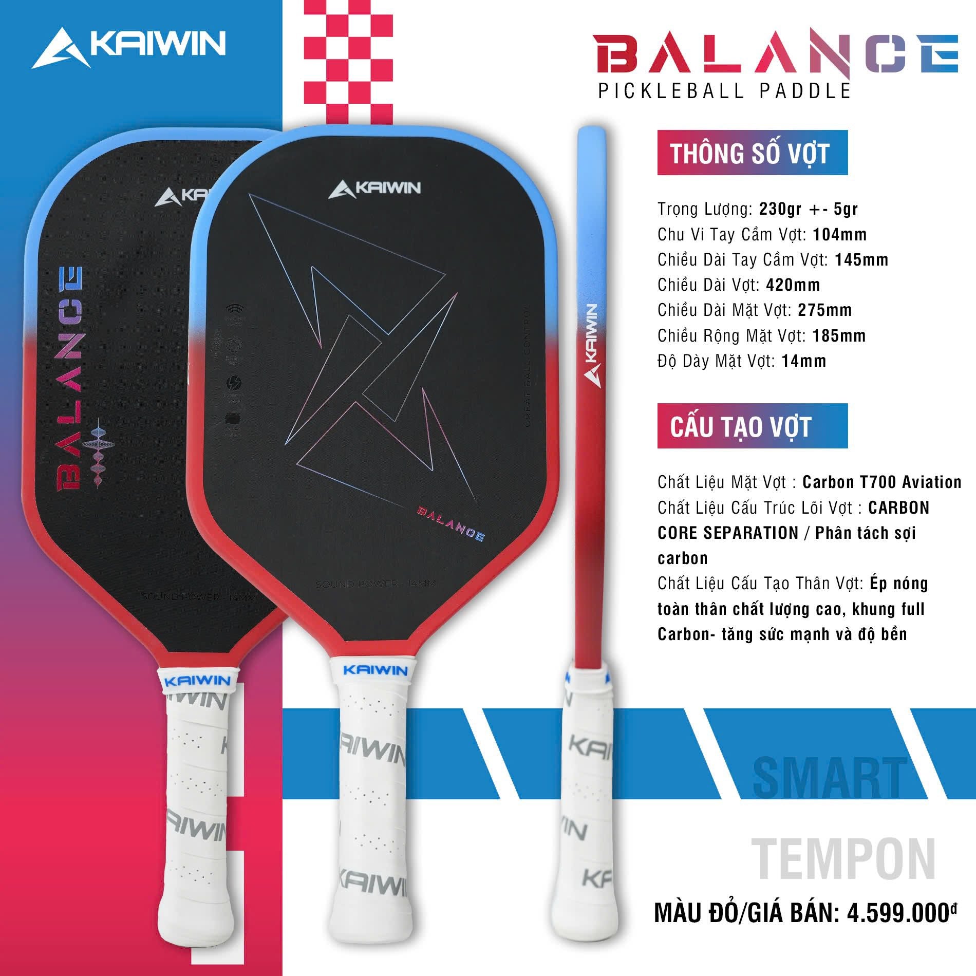 Kaiwin Balance Pickleball racket
