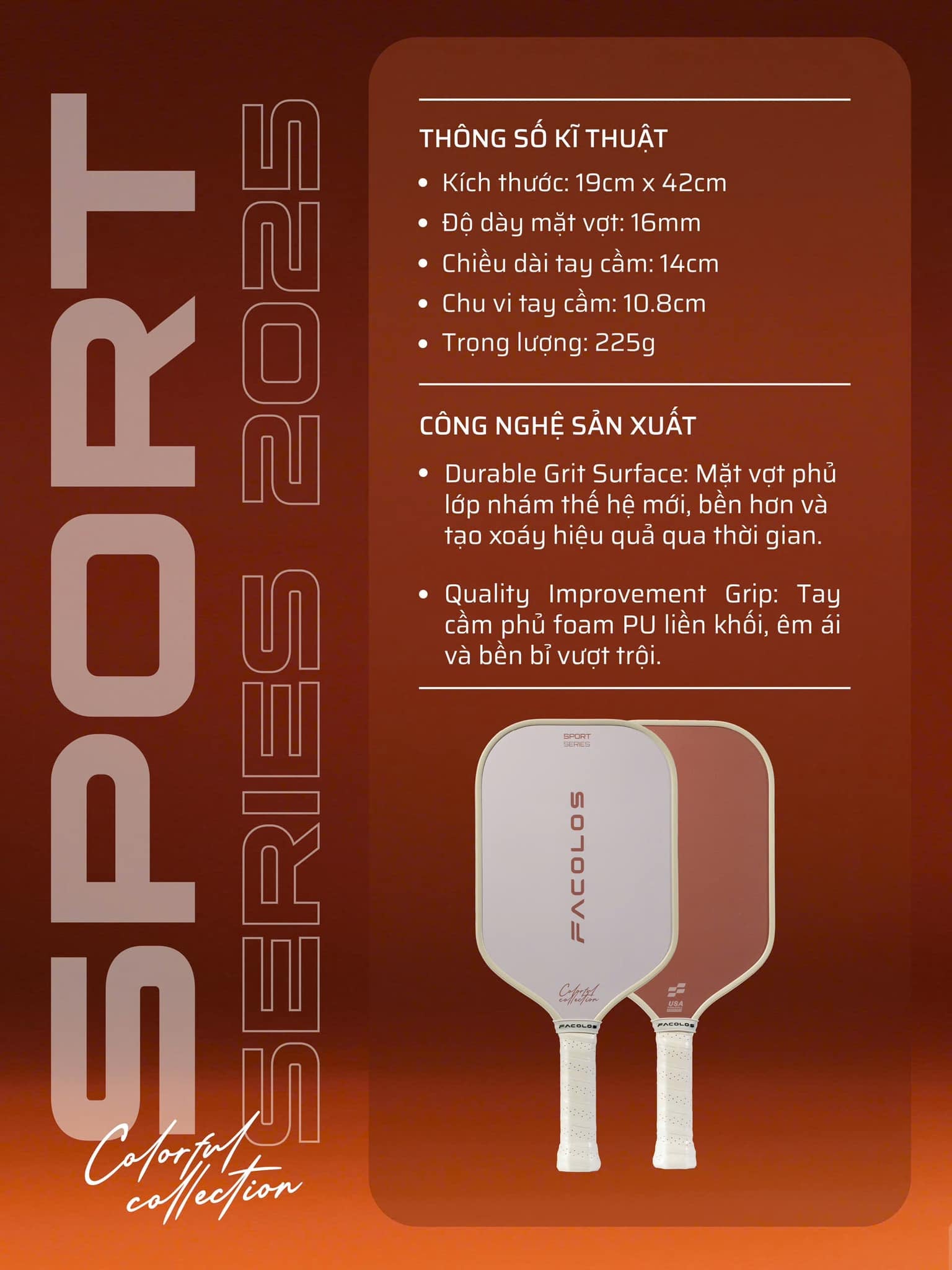 Pickleball racket Facolos Sport Series 2025 Edition