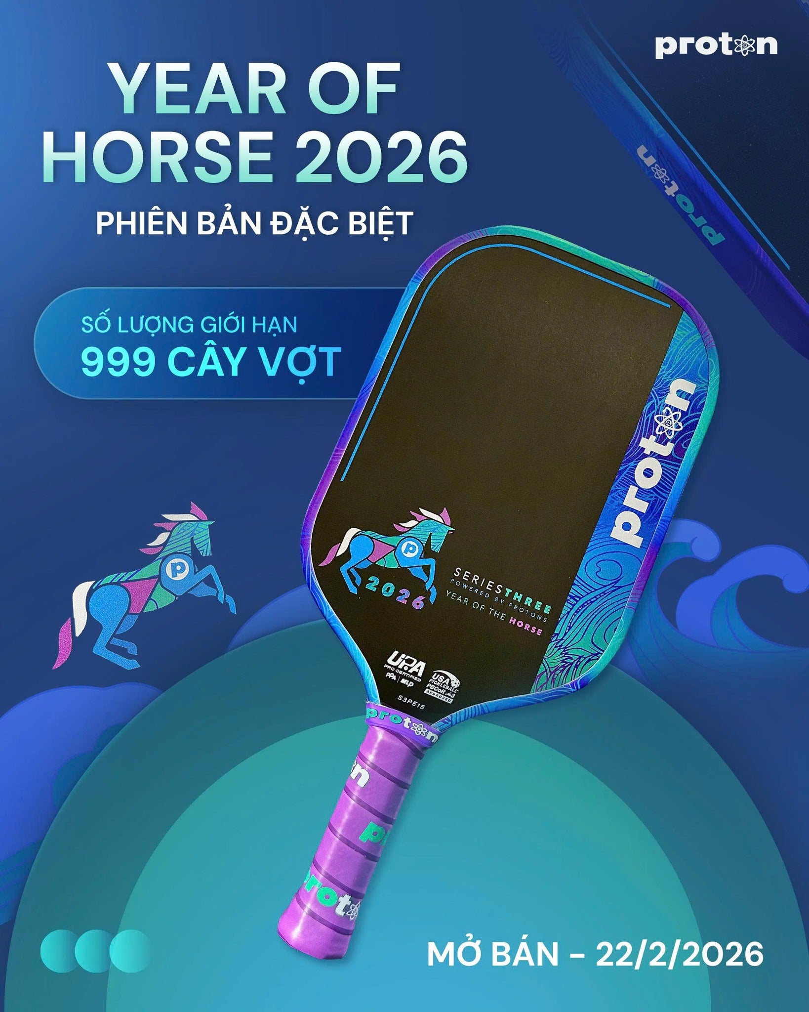 Vợt Pickleball Proton Series 3 - Project Peacock Year of the Horse 2026