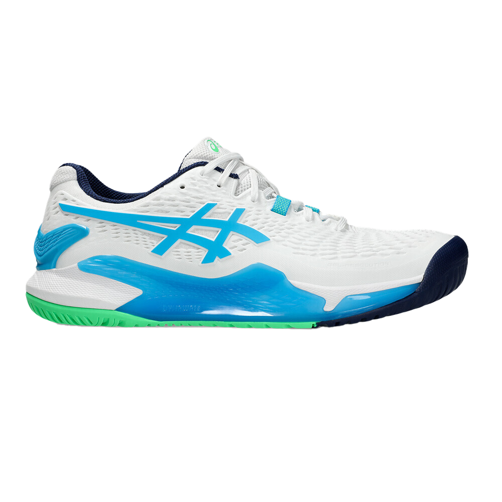Pickleball Gel Shoes - Resolution 9 White / Digital Aqua (Unisex)