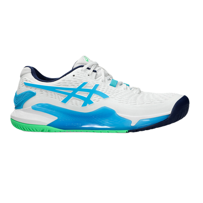 Pickleball Gel Shoes - Resolution 9 White / Digital Aqua (Unisex)