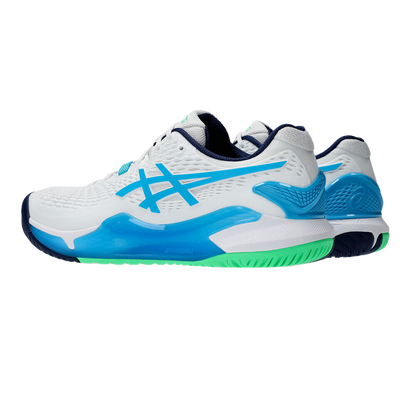 Pickleball Gel Shoes - Resolution 9 White / Digital Aqua (Unisex)