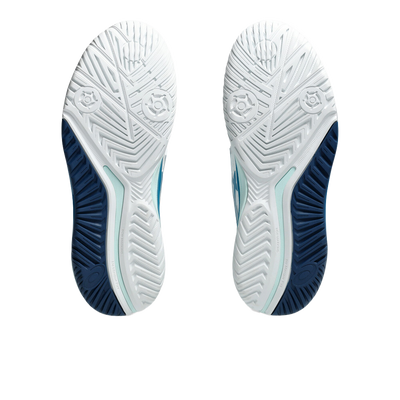Pickleball Gel-Resolution 9 White / Teal Blue Shoes (For Women)
