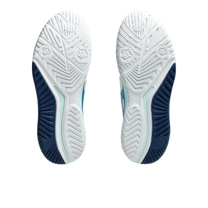 Pickleball Gel-Resolution 9 White / Teal Blue Shoes (For Women)