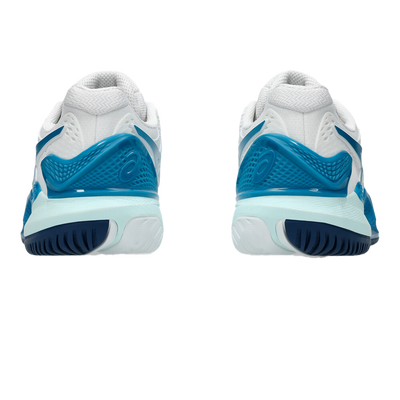 Pickleball Gel-Resolution 9 White / Teal Blue Shoes (For Women)