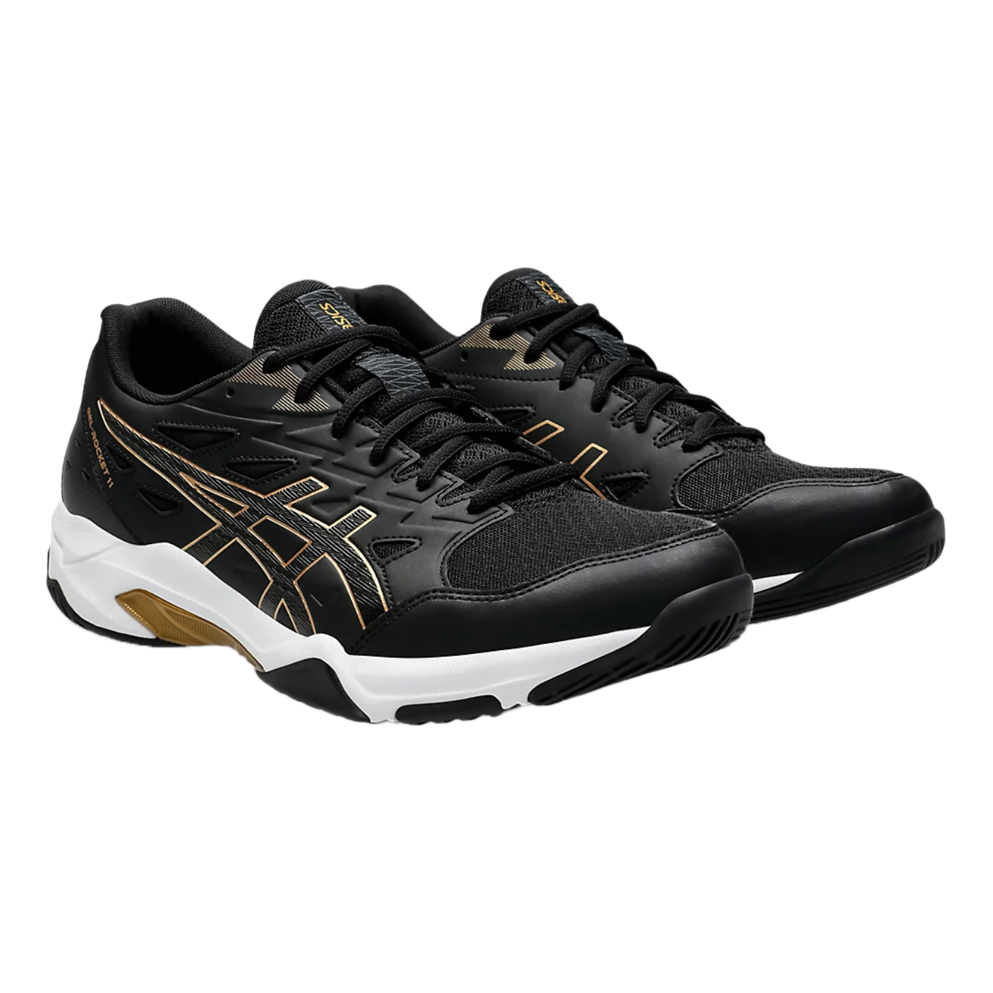 Asics Gel Pickleball Shoes - Rocket 11 Black / Pure Gold (For Men)