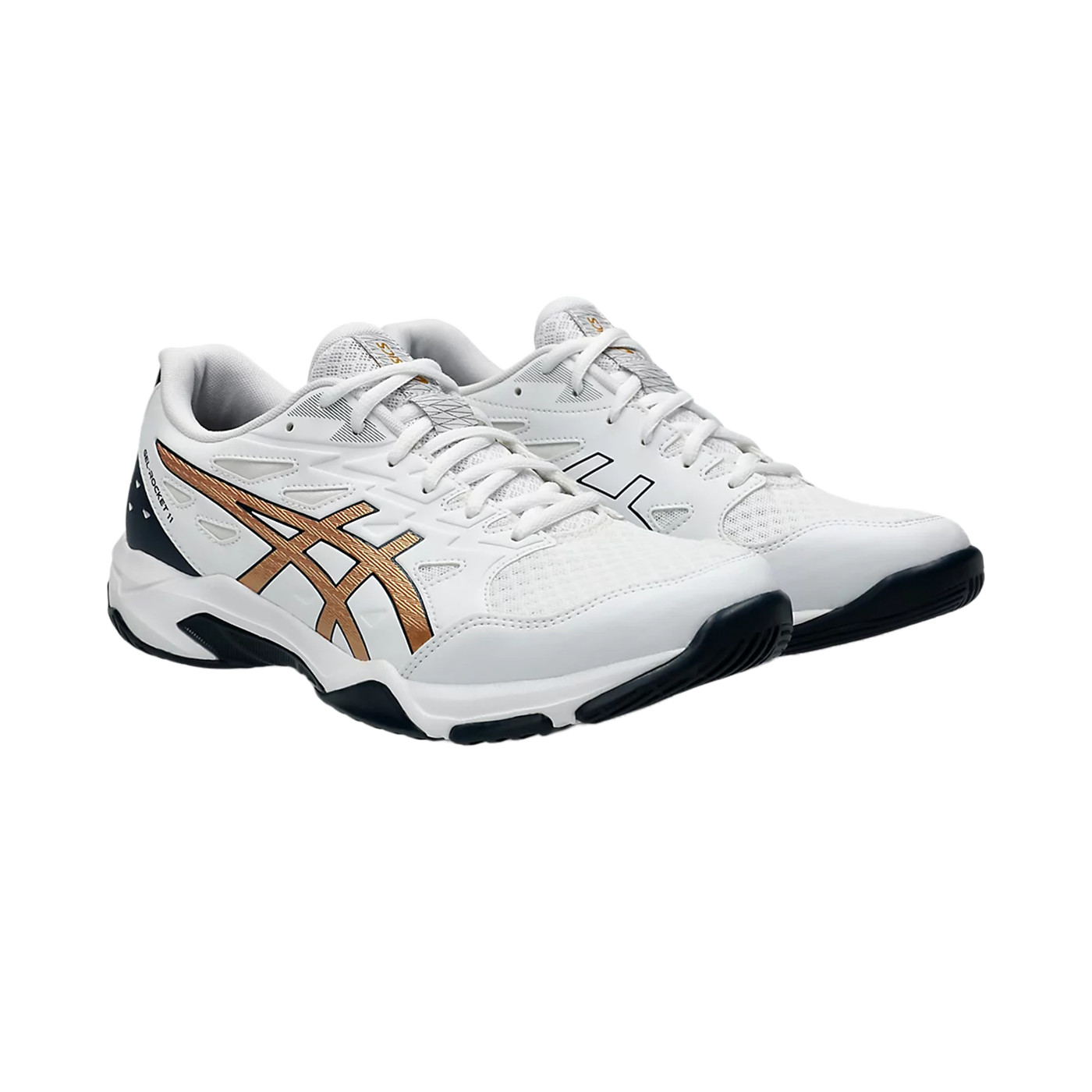 Asics Gel Pickleball Shoes - Rocket 11 White / Pure Gold (For Men)