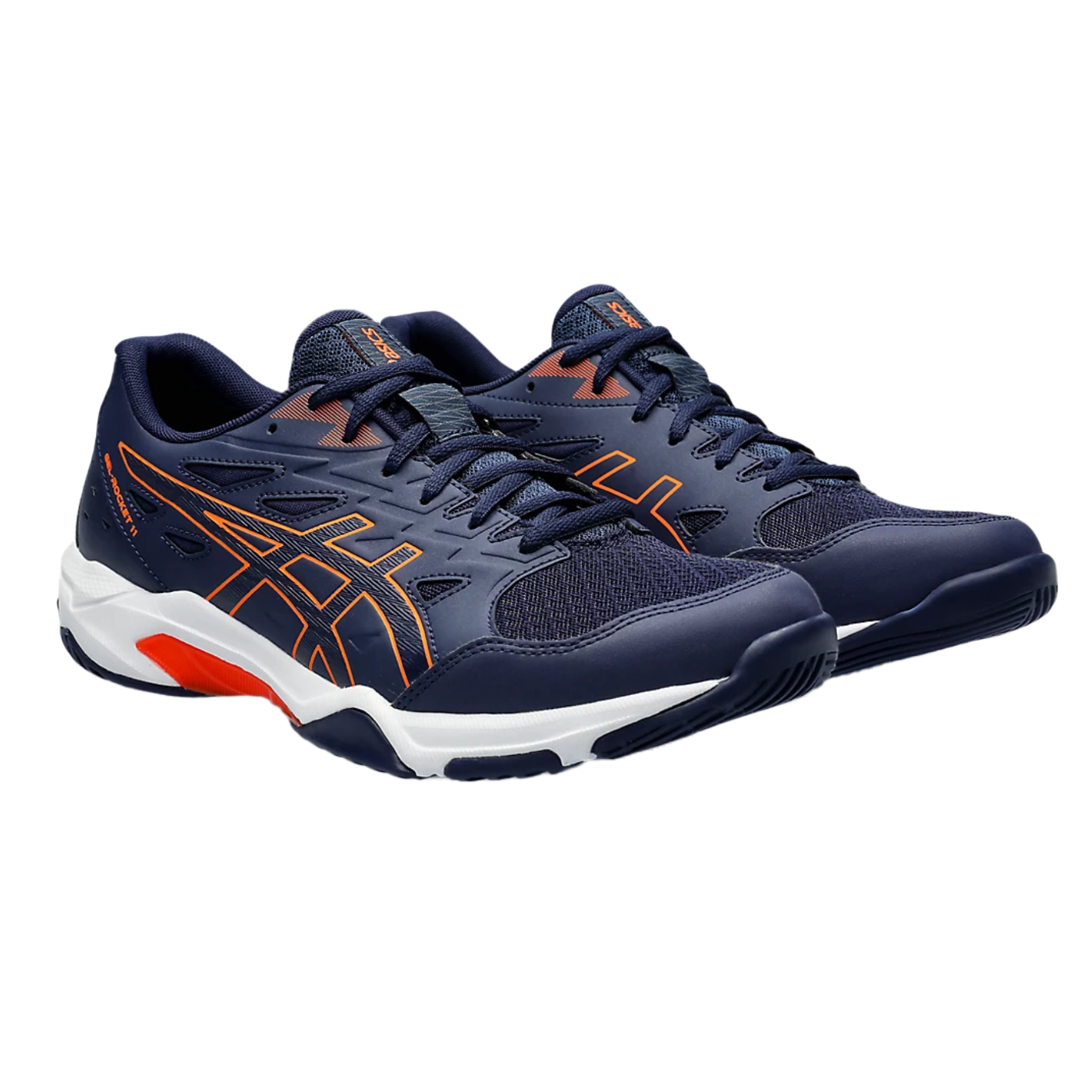 Asics Gel Pickleball Shoes - Rocket 11 Peacoat / Shocking Orange (For Men)