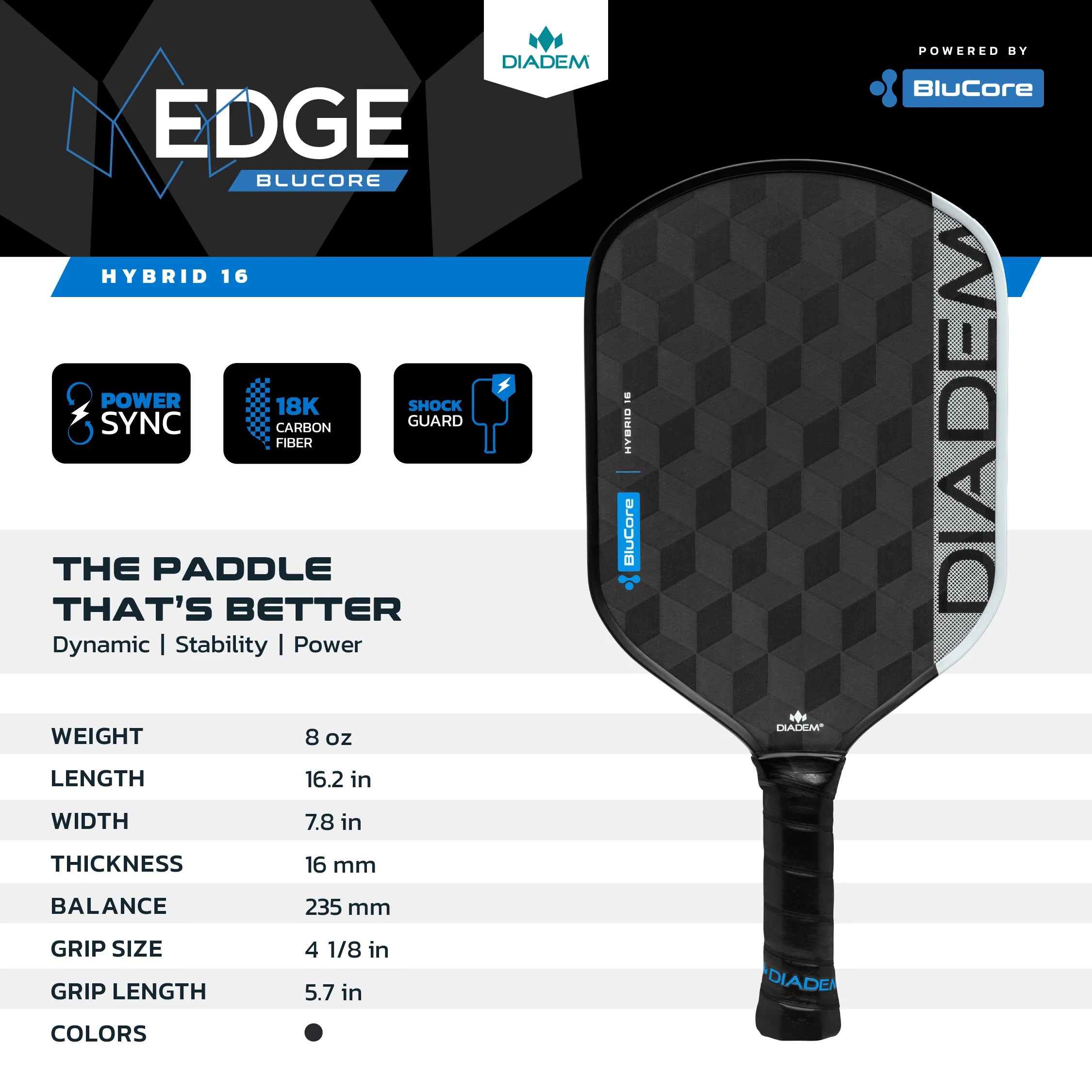 Vợt Pickleball Diadem Edge BluCore Hybrid