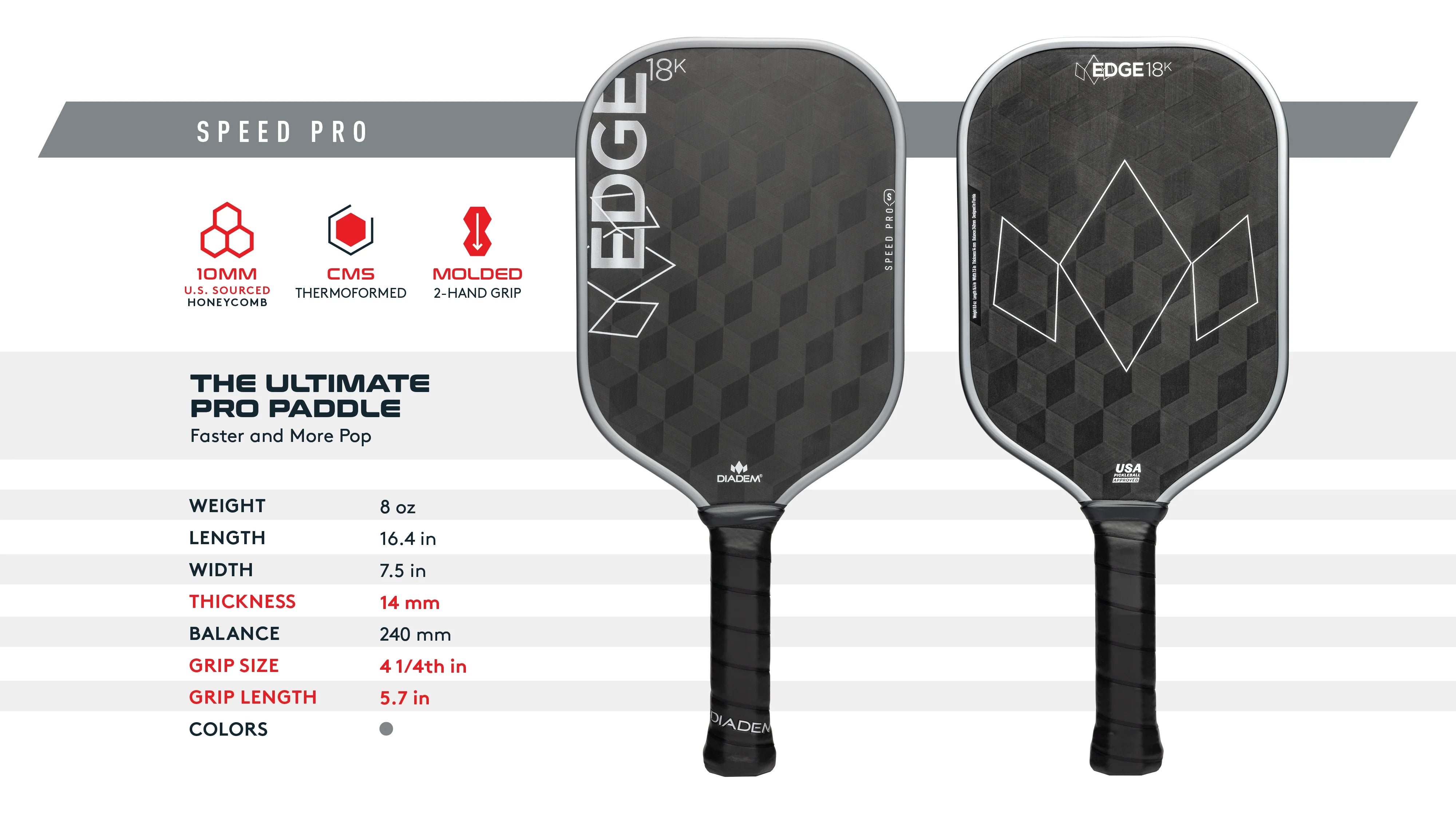 Pickleball racket Diadem Edge 18k SP