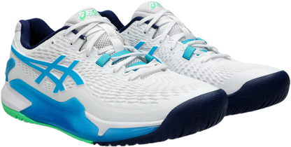 Pickleball Gel Shoes - Resolution 9 White / Digital Aqua (Unisex)