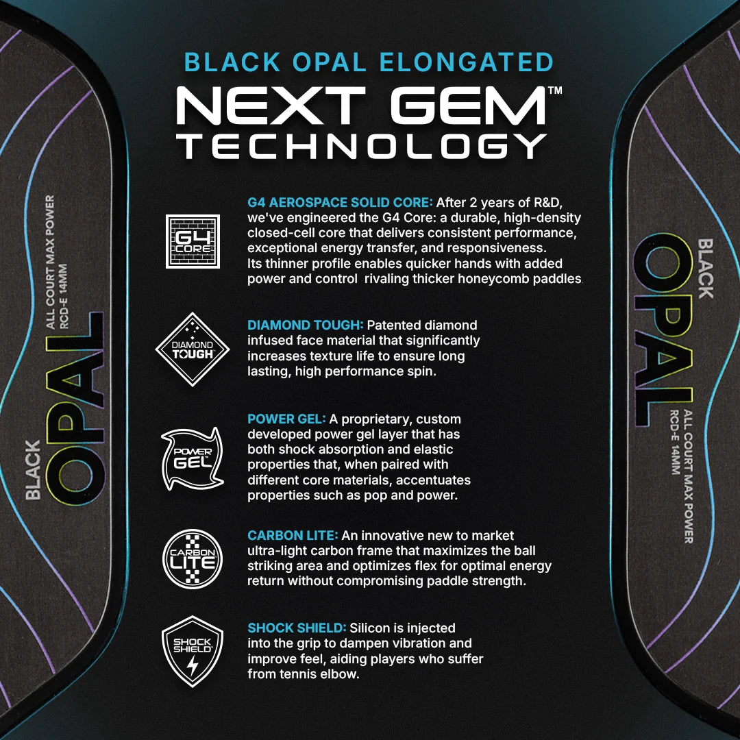 Vợt Pickleball Six Zero Black Opal All Court Max Power RCD-E