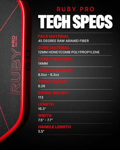 Pickleball Six Zero Ruby Pro racket