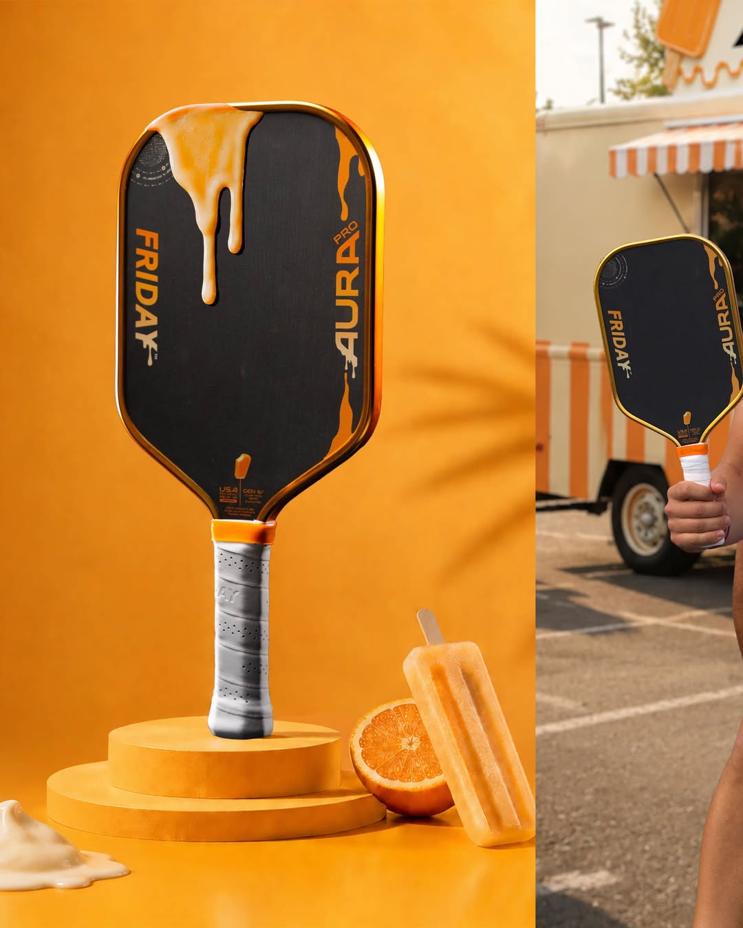 Vợt Pickleball Friday AURA PRO Metallic Orange Creamsicle Kit Colorway