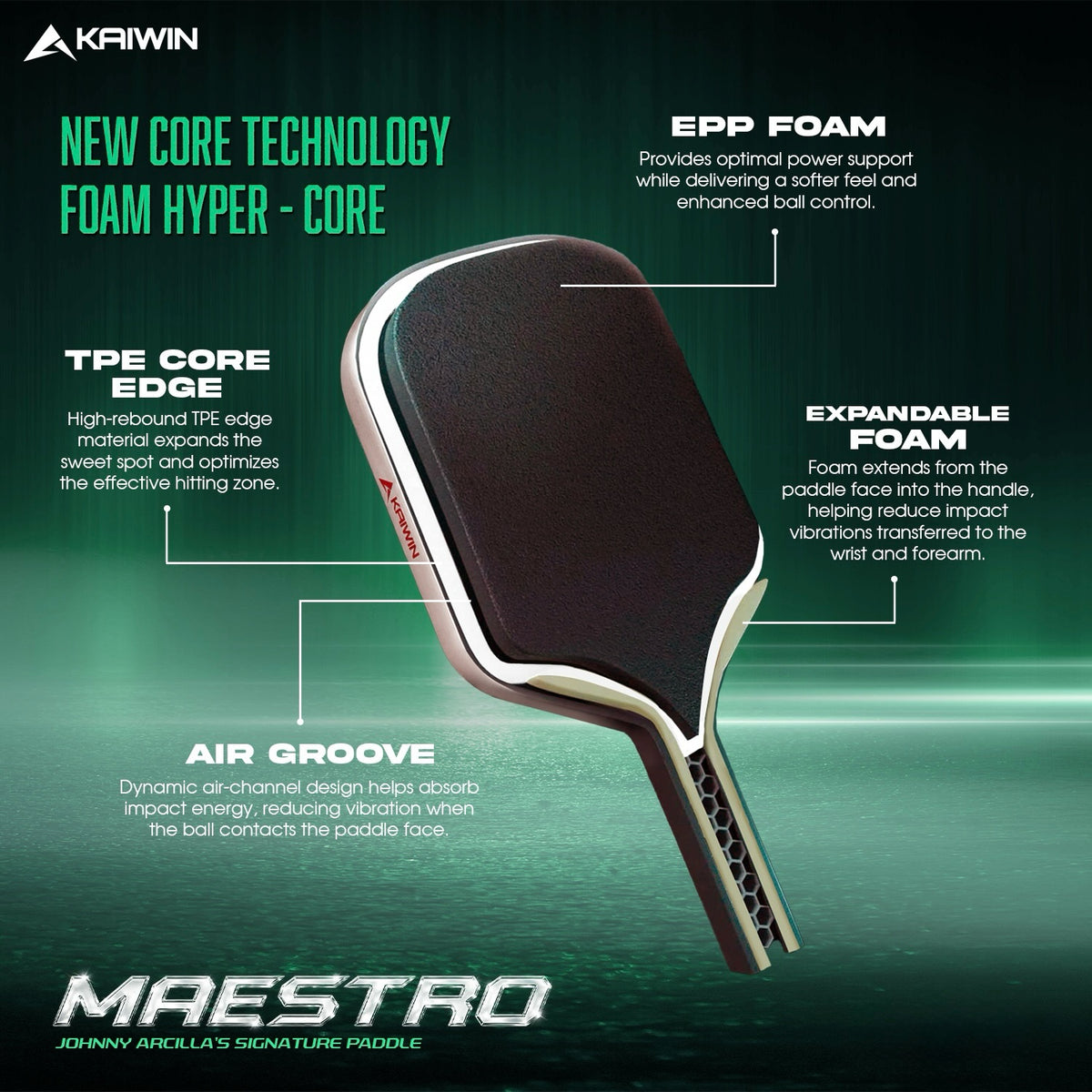 Vợt Pickleball Kaiwin Maestro Johnny Arcilla's Signature Edition