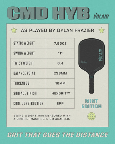 Volair CMD HYB Dylan Frazier Signature 16mm Pickleball Paddle