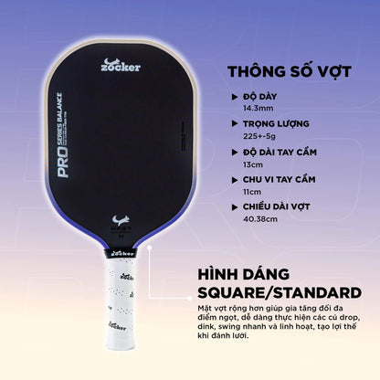 Vợt Pickleball Zocker HP07 Pro Series Balance