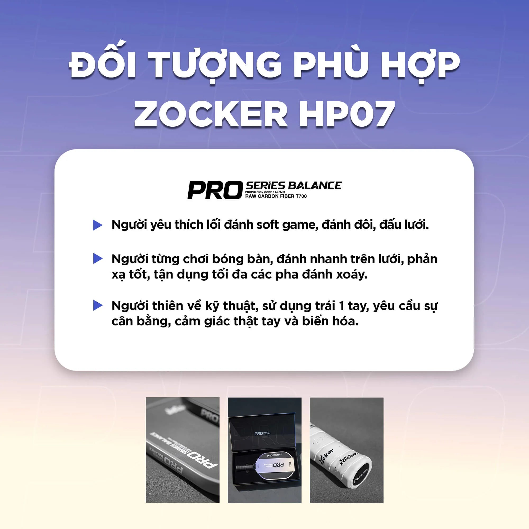 Vợt Pickleball Zocker HP07 Pro Series Balance