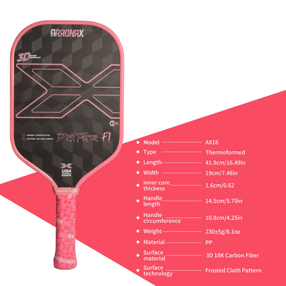 Arronax Dellforce F1 18K Carbon Fiber Pickleball Racket