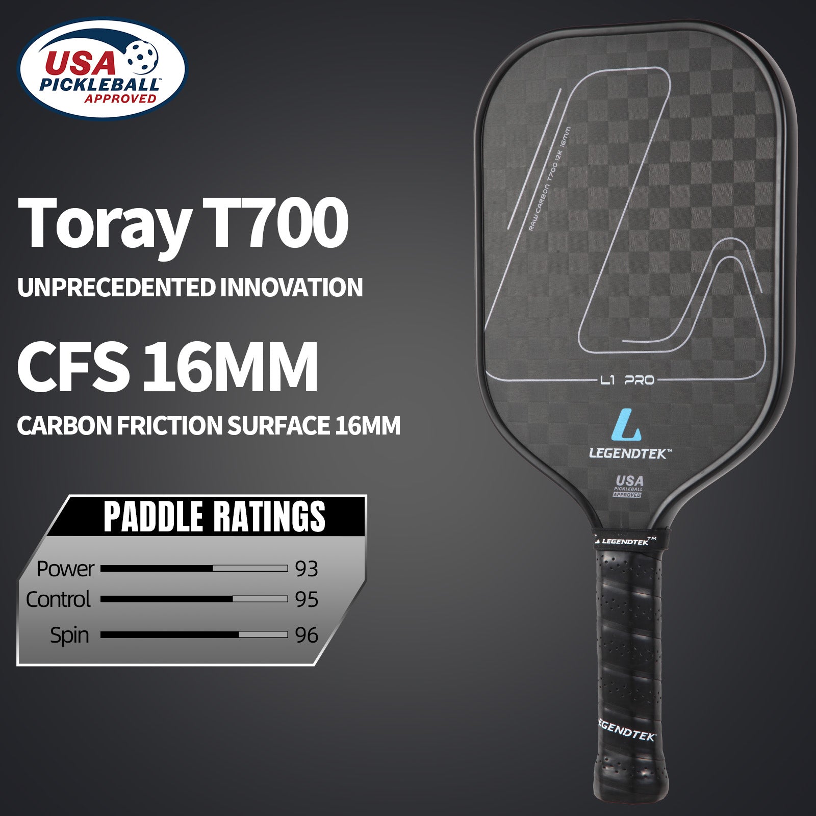 Pickleball racket LEGENDTEK L1 Pro 12K