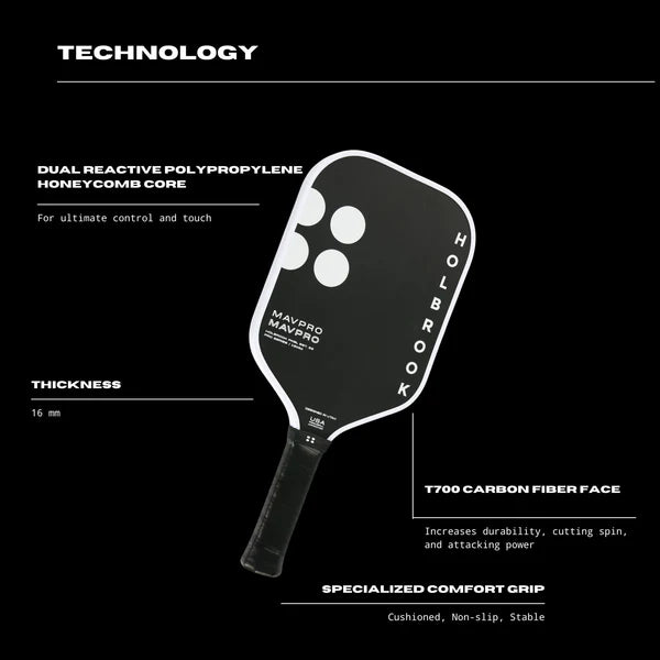 Holbrook Pro Pickleball Racket - Mav Pro 16mm 2.0