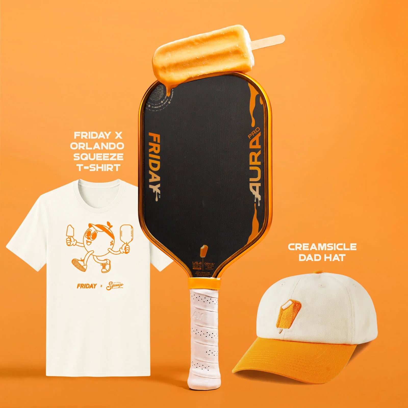 Vợt Pickleball Friday AURA PRO Metallic Orange Creamsicle Kit Colorway