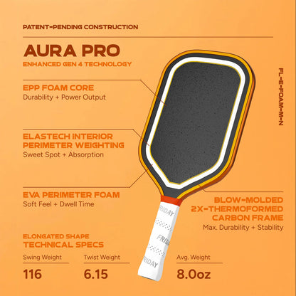 Vợt Pickleball Friday AURA PRO Metallic Orange Creamsicle Kit Colorway