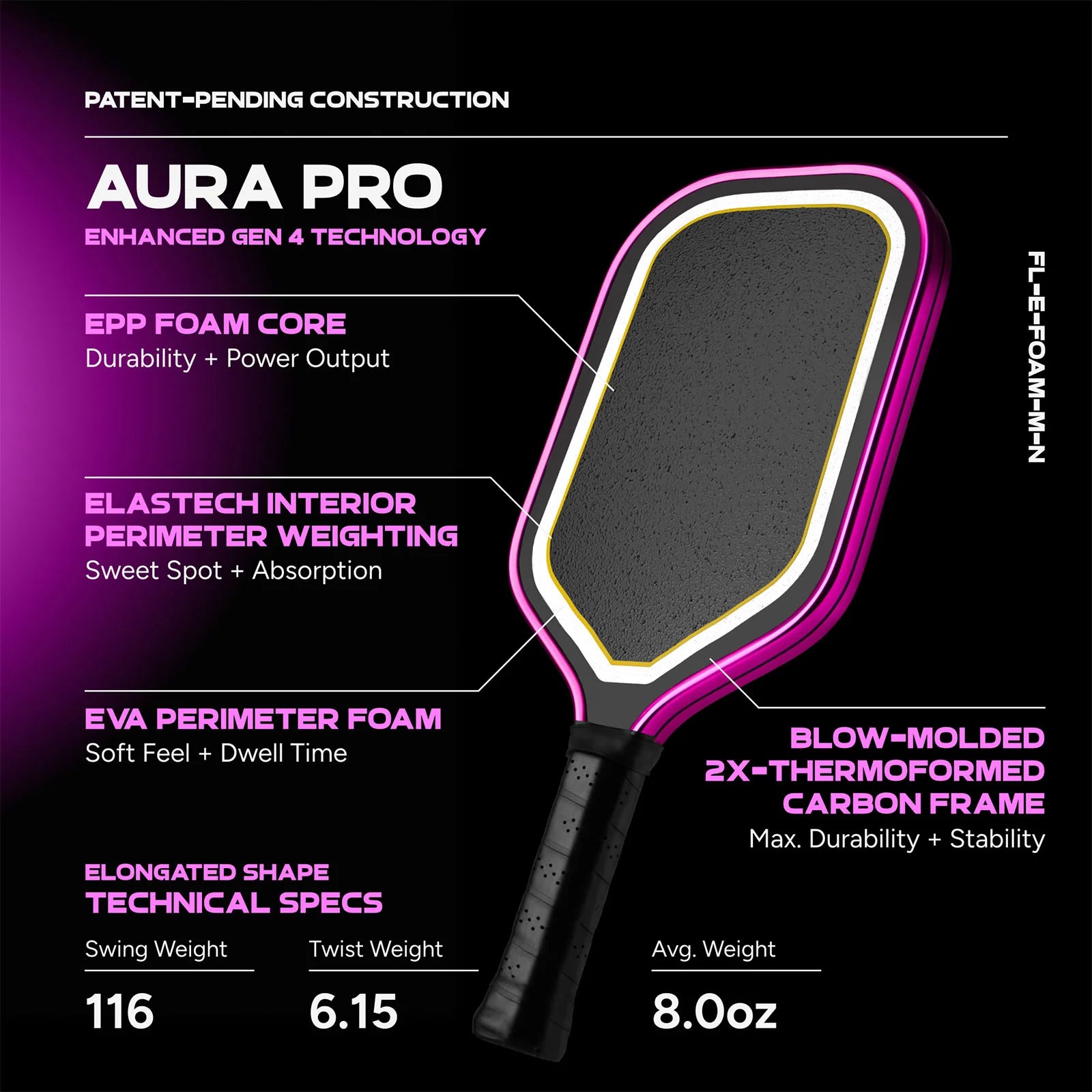 Vợt Pickleball Friday AURA PRO Metallic Colorways