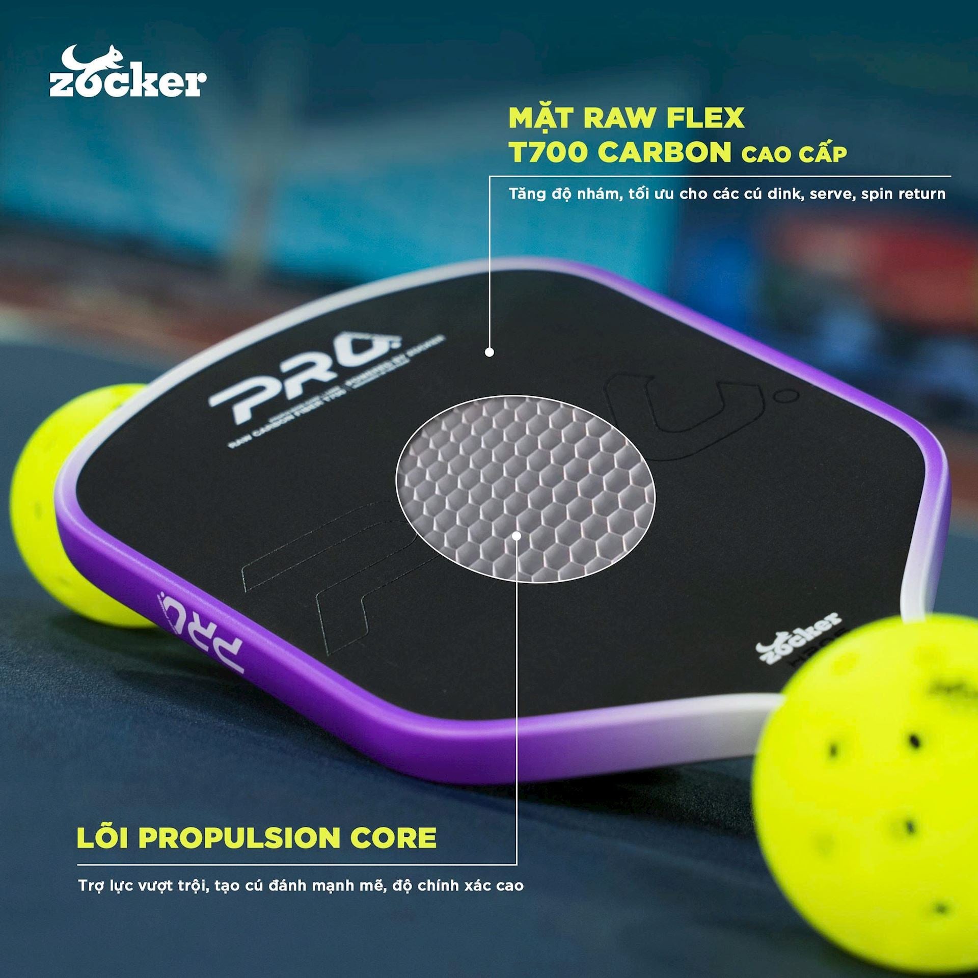 Vợt Pickleball Zocker HP06 Pro Series Power