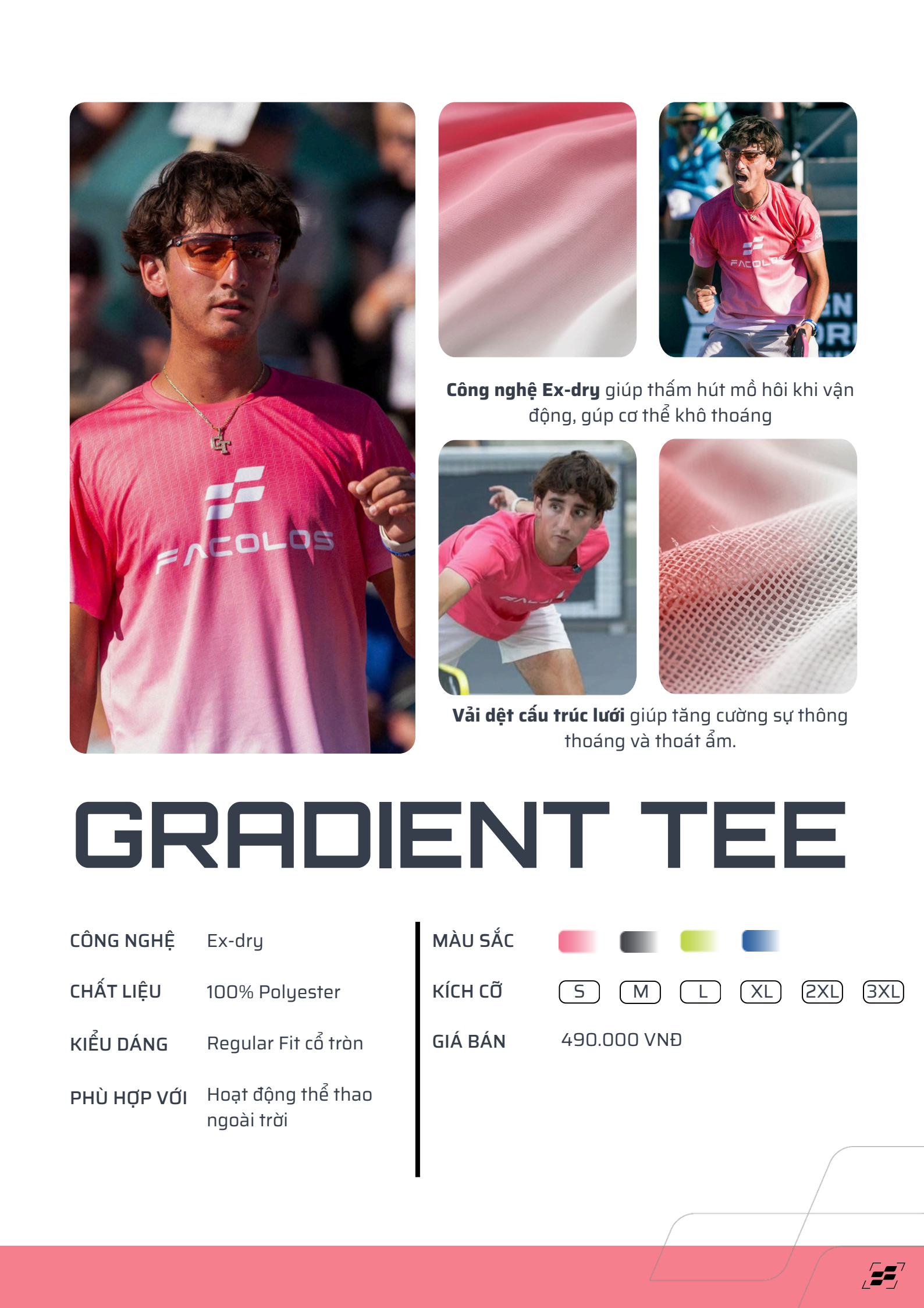 Authentic Facolos Gradient Tee Pickleball Jersey