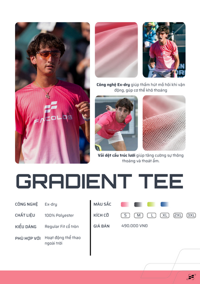 Áo Thi Đấu Pickleball Facolos Gradient Tee Chính Hãng
